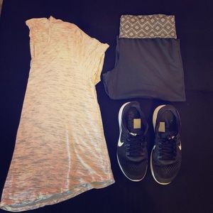 Gray fold over crop leggings